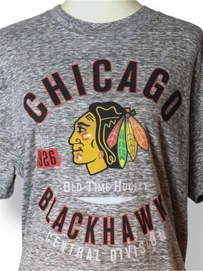 Chicago Blackhawks Old Time Hockey Heather Grey T-Shirt Large